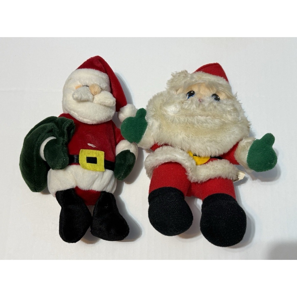 Christmas Vintage Stuffed Plush  Santa Clause Cuddle Wit  Lot 2